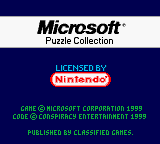 Microsoft 6 in 1 Puzzle Collection title screen for GameBoy Color